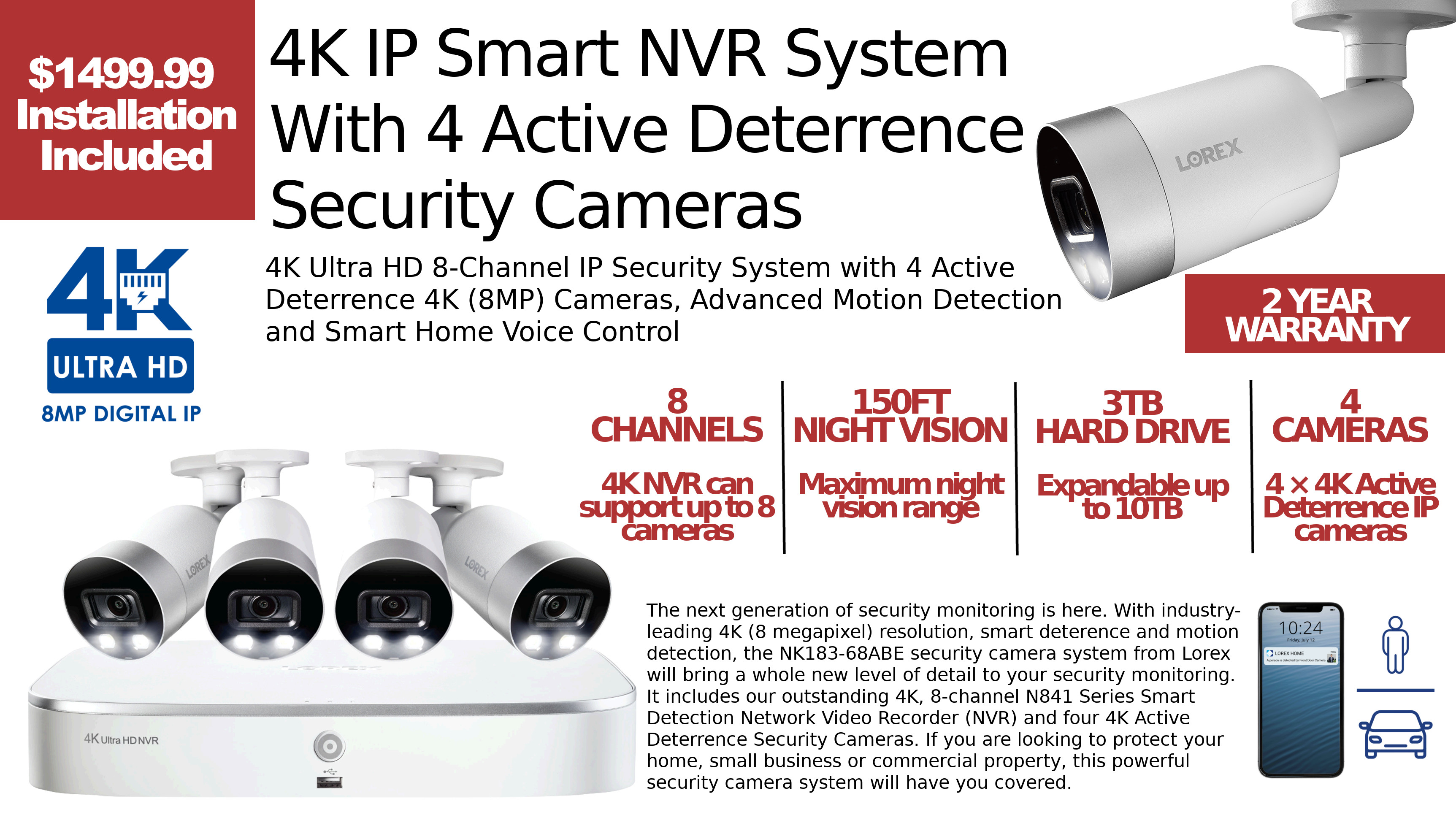 4k ip active deterrence cameras